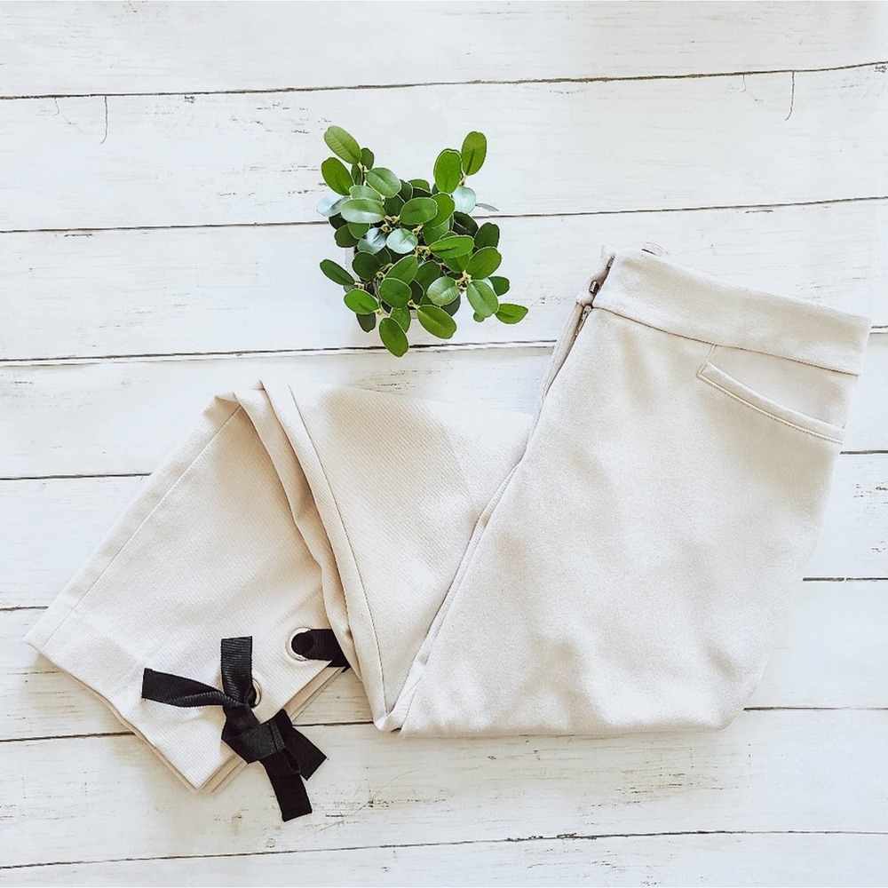 Express Mid-Rise Ankle Dress Pants With Bows